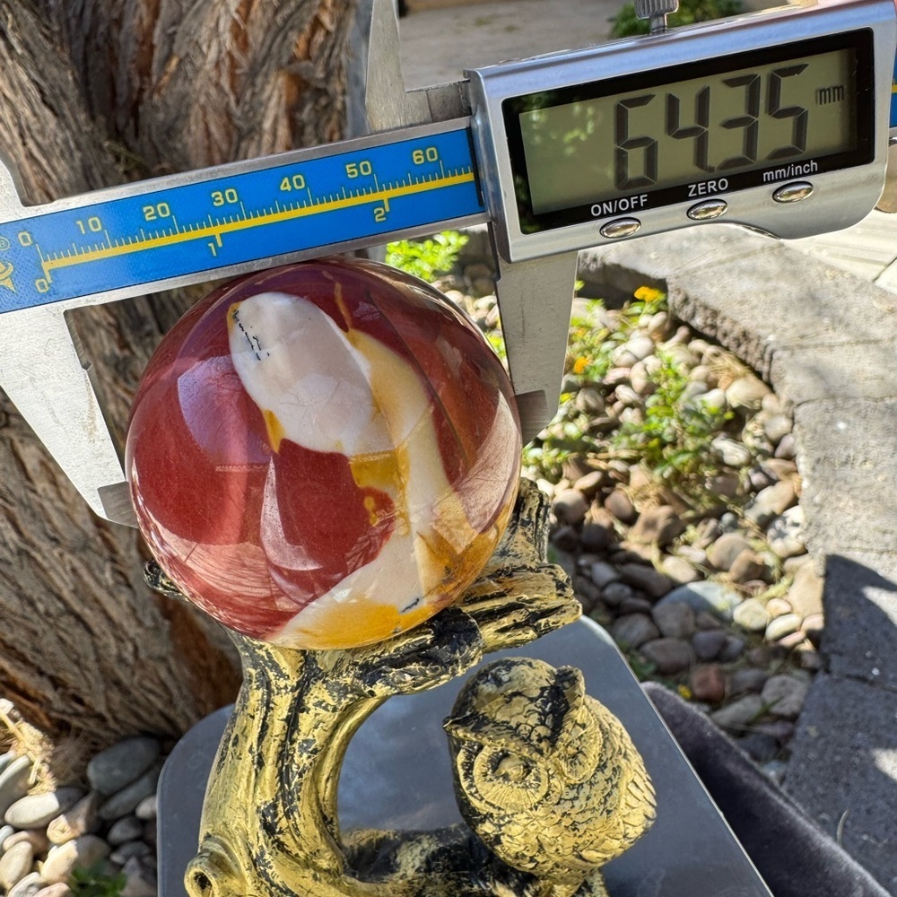 Mookaite sphere and gold colored owl and tree stand. - Picture 5 of 6